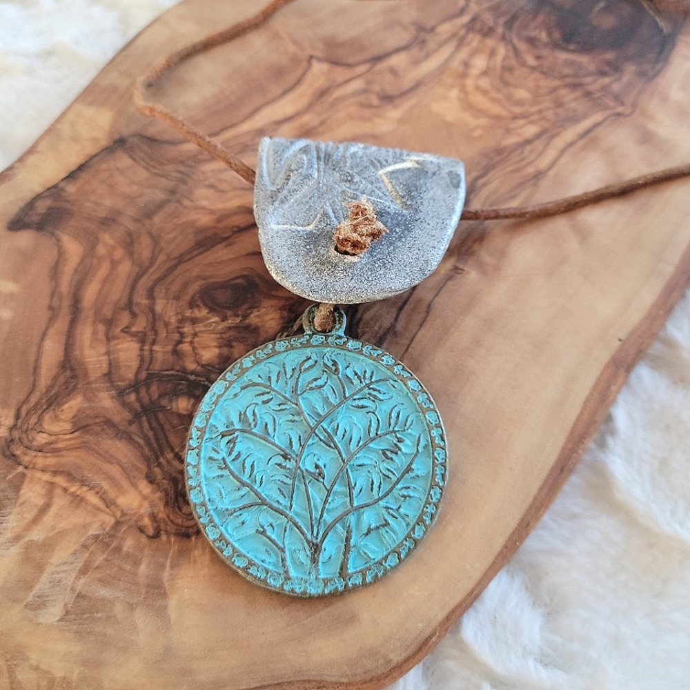 OOAK Handmade Clay and Metal Necklace